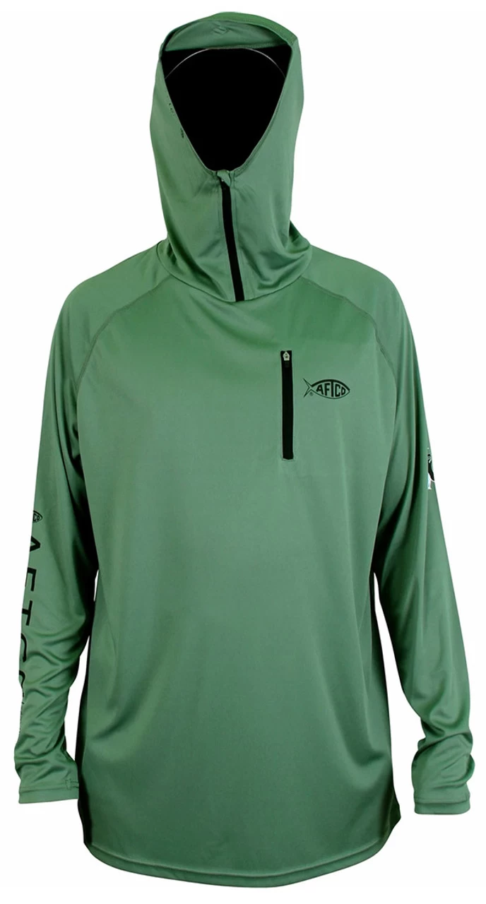 Aftco Jason Christie Performance Hooded Long Sleeve Shirt - Olive - XL 3 Aftco Jason Christie Performance Hooded Long Sleeve Shirt - Olive - XL