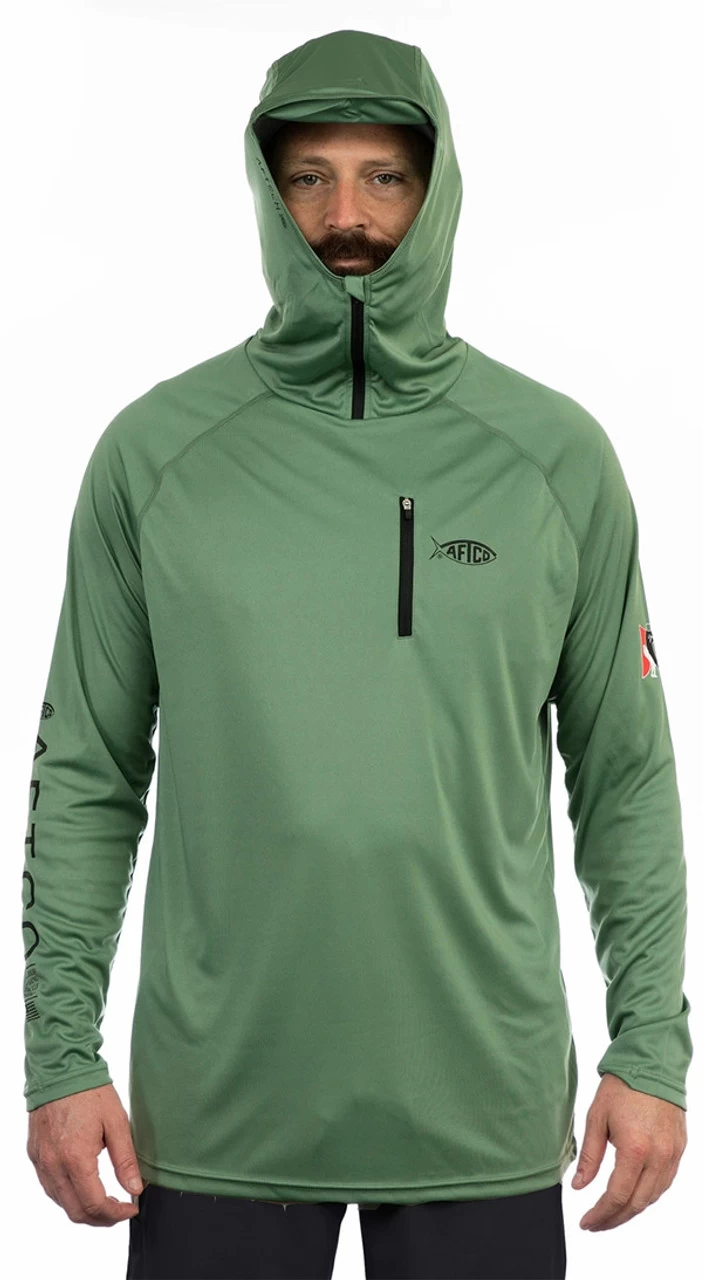Aftco Jason Christie Performance Hooded Long Sleeve Shirt - Olive - XL 5 Aftco Jason Christie Performance Hooded Long Sleeve Shirt - Olive - XL - Image 3