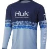 Huk Salt Stripe Pursuit Long Sleeve Shirt - Deep Ocean Blue - Medium