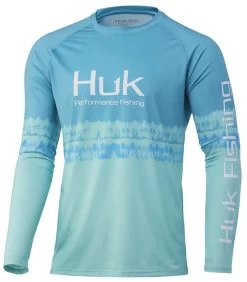 Huk Salt Stripe Pursuit Long Sleeve Shirt - Porcelain Blue - X-Large