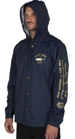 Salty Crew Ahi Mount Snap Jacket - Navy - Medium -Visserij Vondsten salty crew ahi mount snap jacket navy m 15439.1651421713