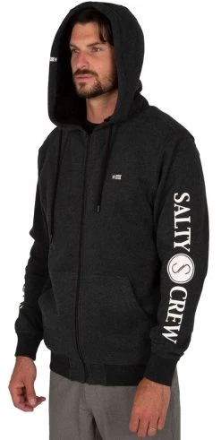 Salty Crew Refuge Sherpa Zip Fleece - Black Heather - Large -Visserij Vondsten salty crew refuge sherpa zip fleece black heather l 19528.1651421726