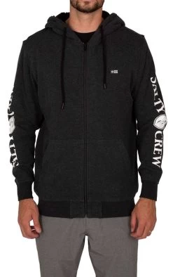 Salty Crew Refuge Sherpa Zip Fleece - Black Heather - Large
